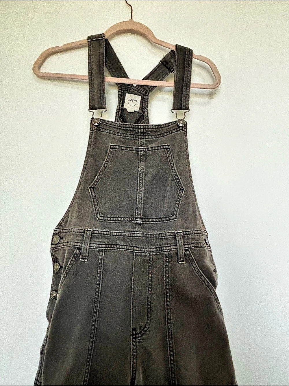 aerie Gray Denim Overalls